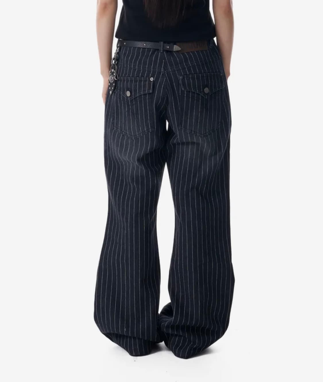 아캄 Striped Flare Denim Pants (Black) 상품이미지2