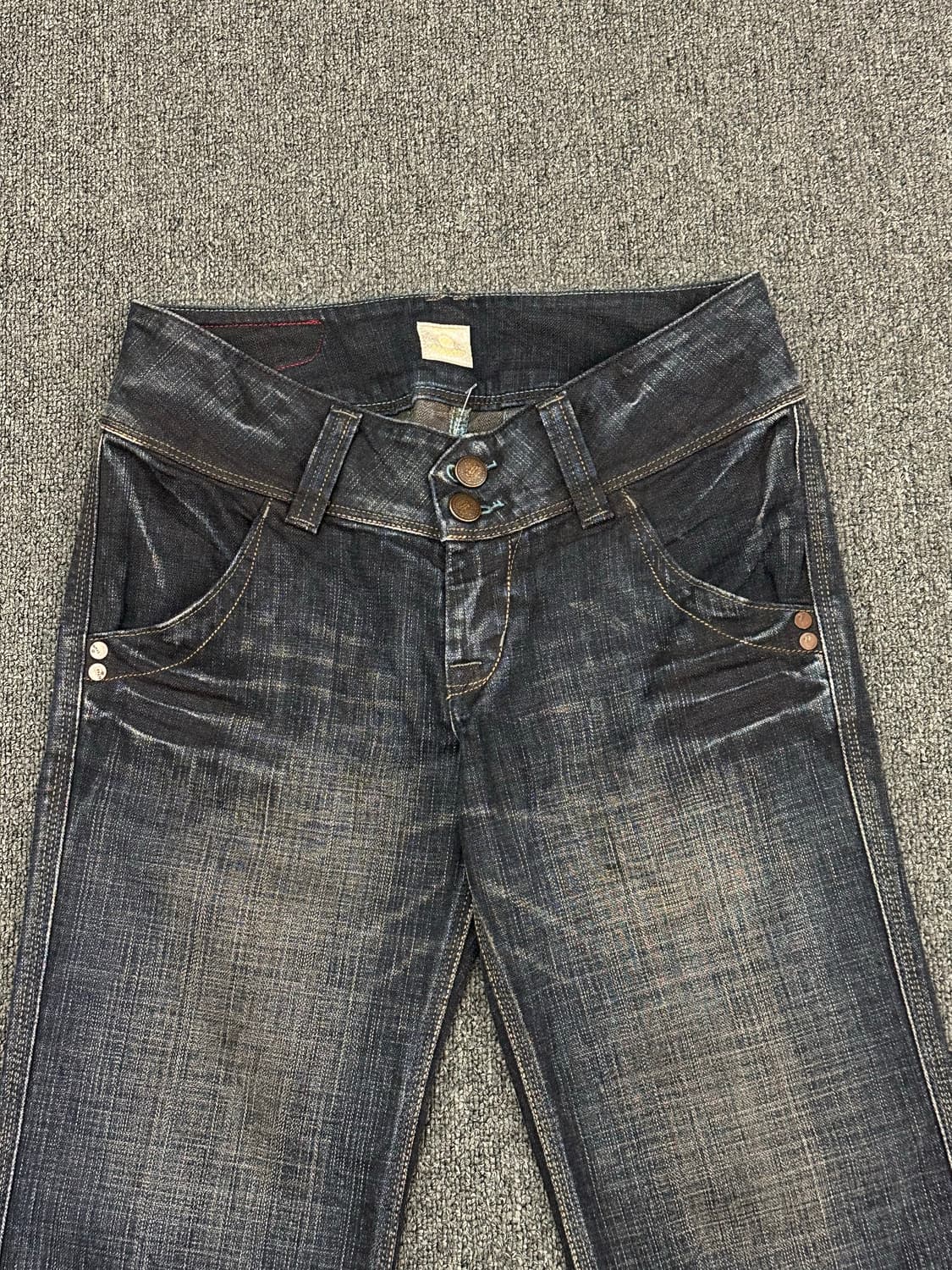 L)BRAPPERS 빈티지 여성 로우라이즈 흑청 플레어진 상품이미지8