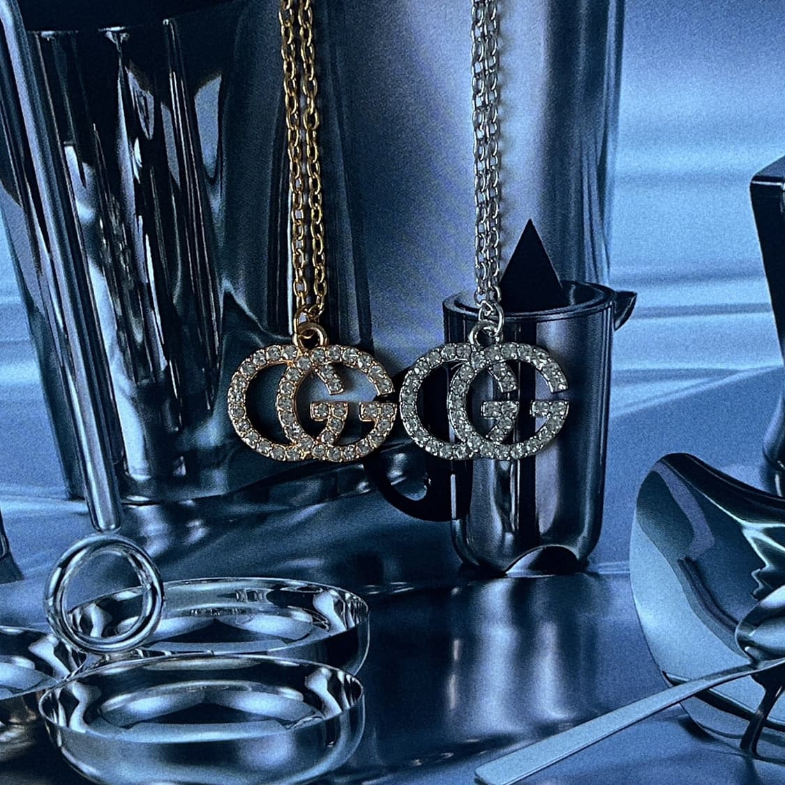 2Color 구찌 글리터 더블G 업사이클링 목걸이 상품이미지1