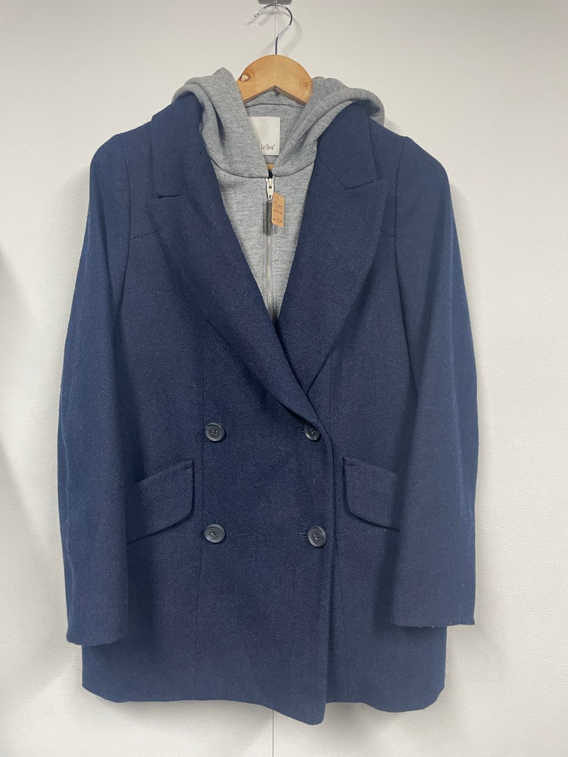 Leshop 후드 네이비 코트 상품이미지1