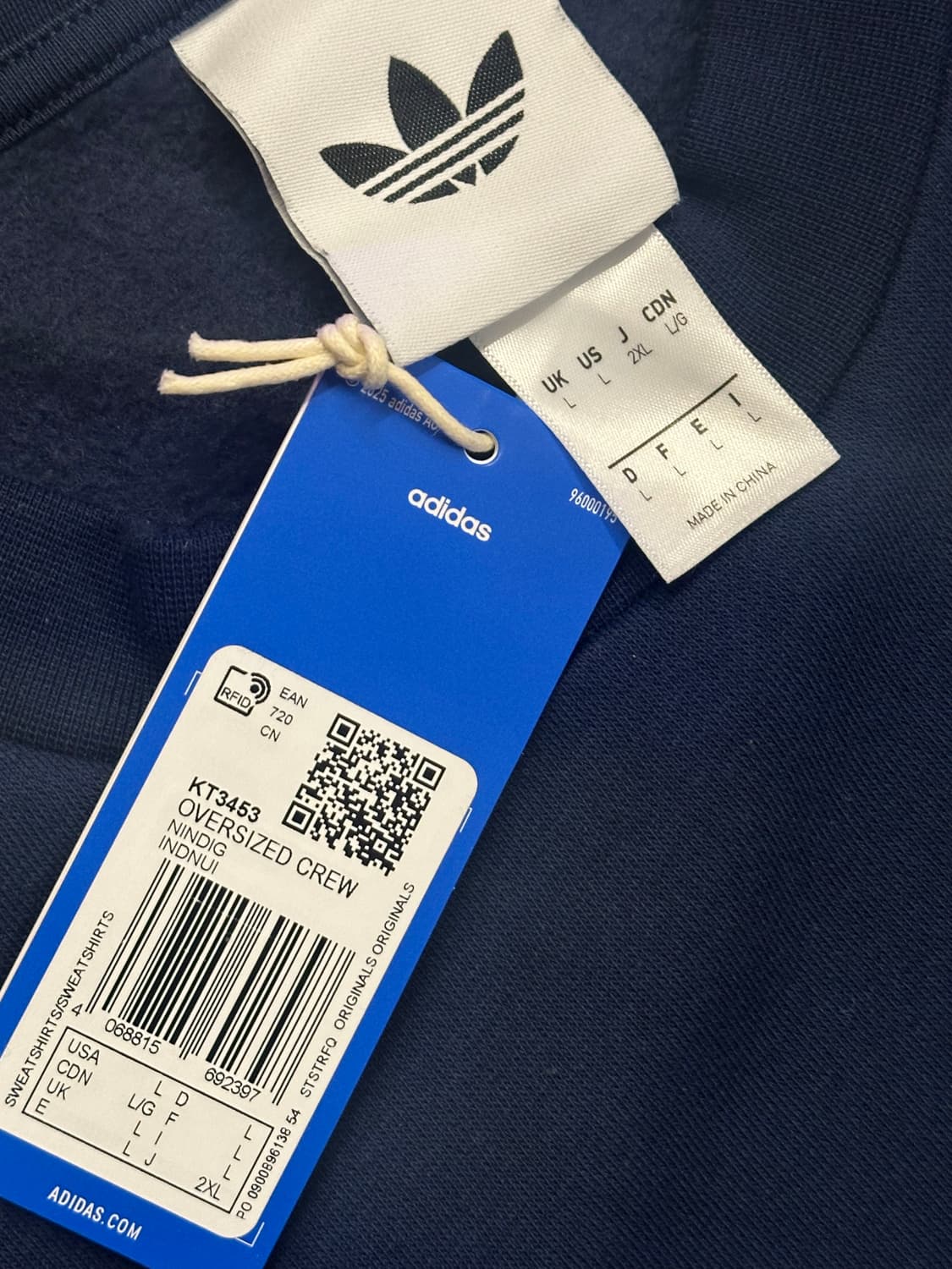 (L)아디다스 오아시스 맨투맨 네이비 싸게 팔아요 상품이미지2