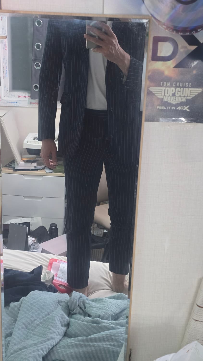 네이비 스트라이프 정장 셋업 100사이즈 상품이미지4