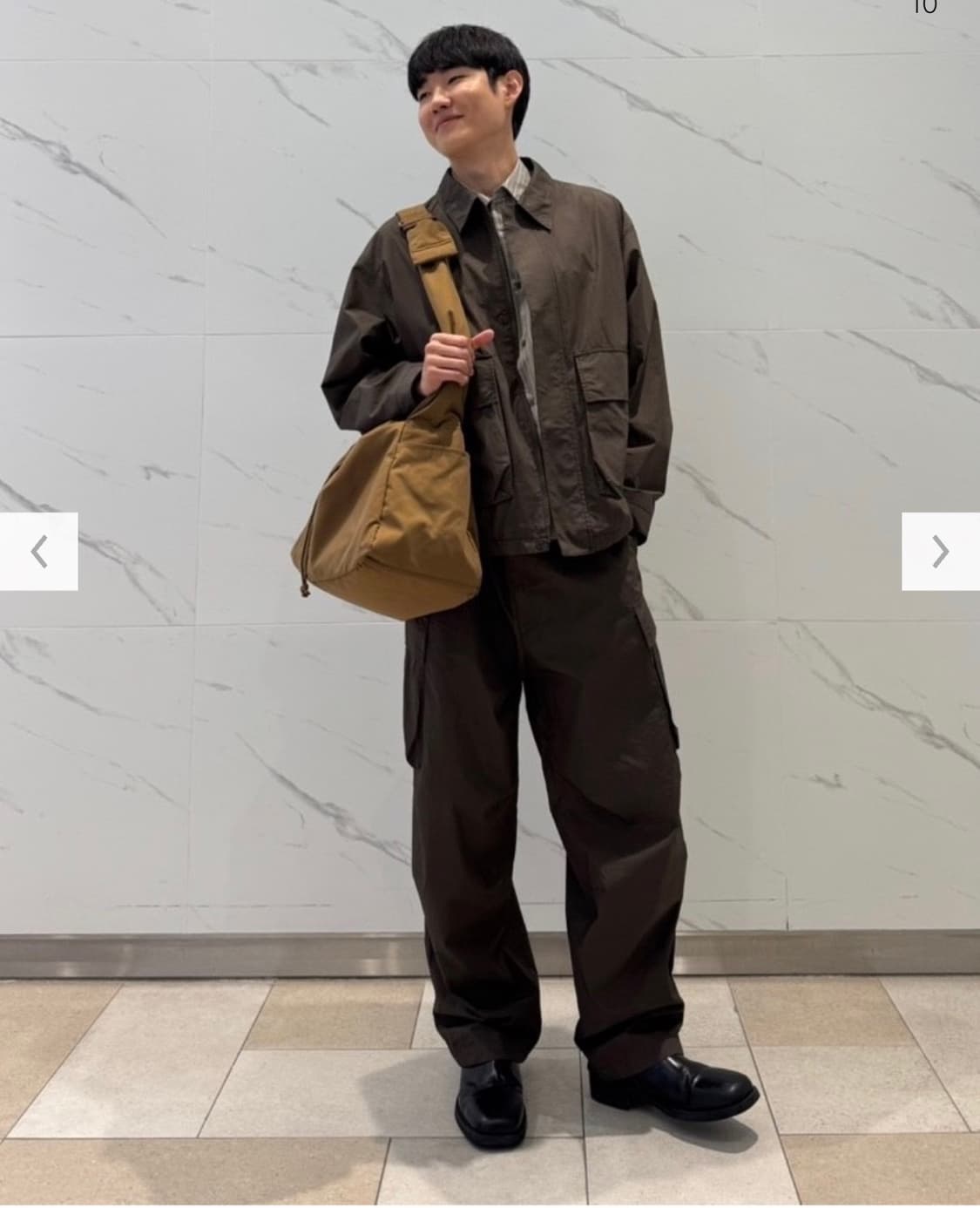 [사이즈 L] 유니클로 C 코튼쇼트 블루종 (브라운) 상품이미지2