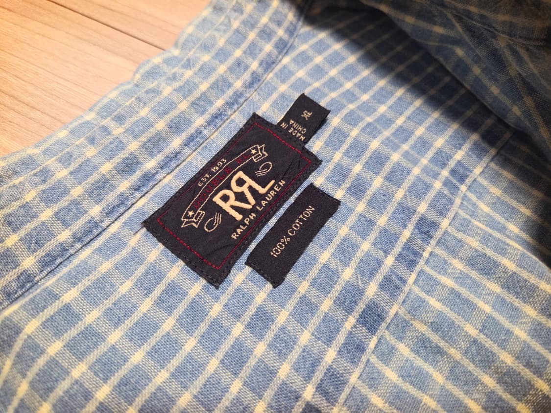 RRL 더블알엘  블루 체크 반팔 셔츠 XL 상품이미지3