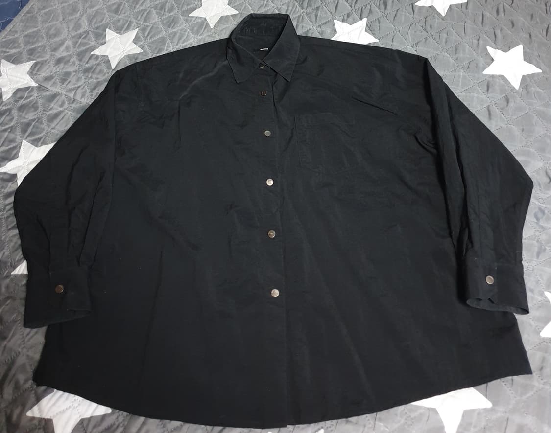 EUNOIA 유노이아 오버핏 나일론100% 긴팔셔츠 블랙 (F) 상품이미지1