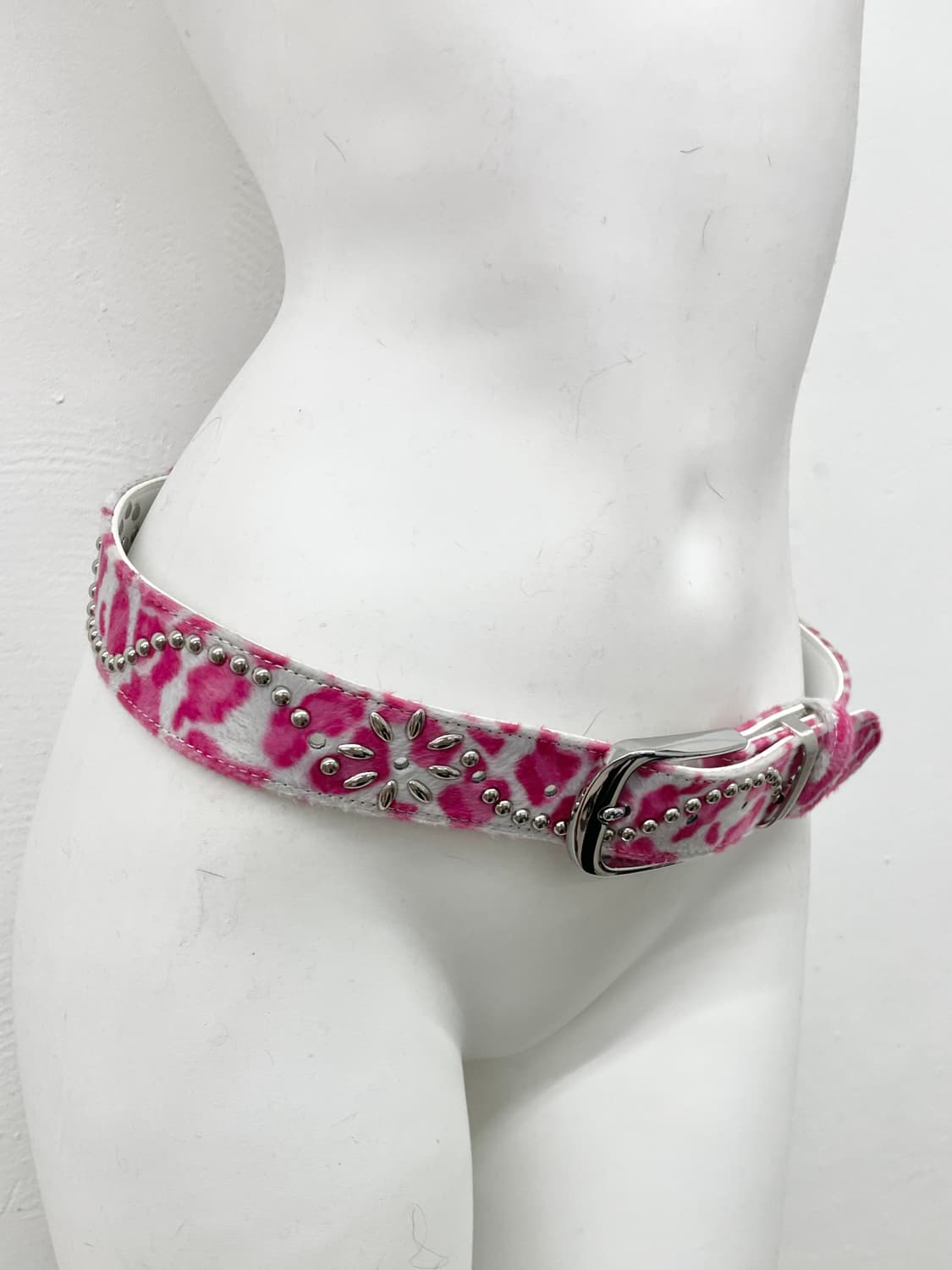 핑크 갸루 호피 큐빅 스터드 벨트💕 상품이미지3
