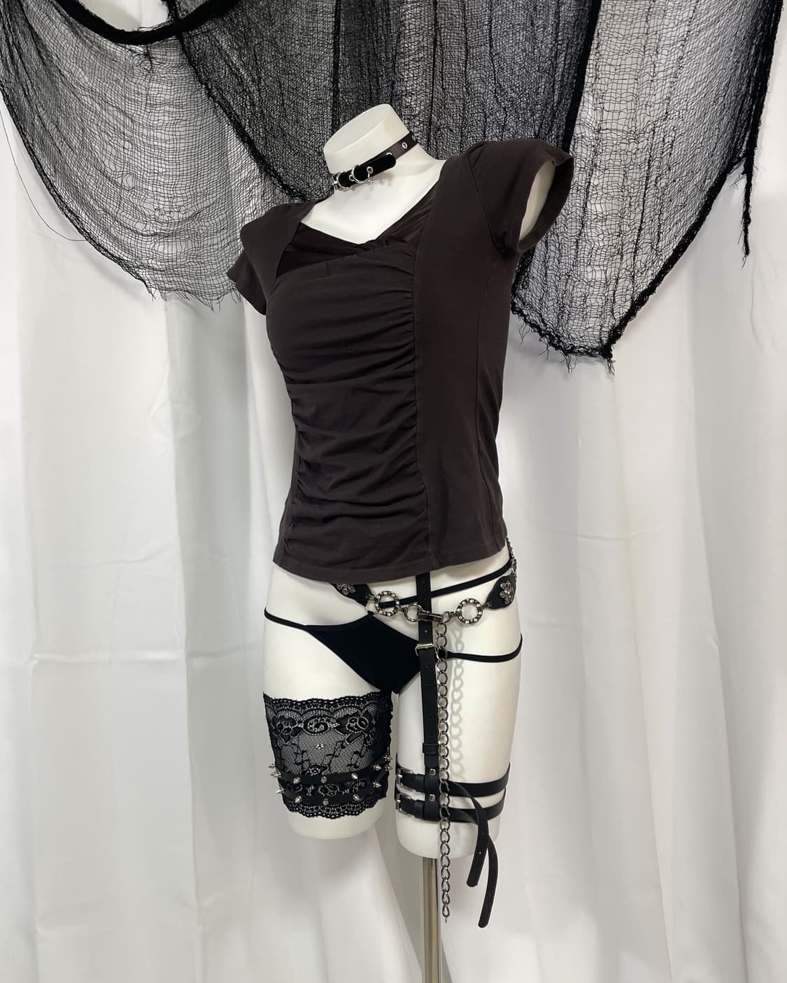brown shrring t-shirt 상품이미지2
