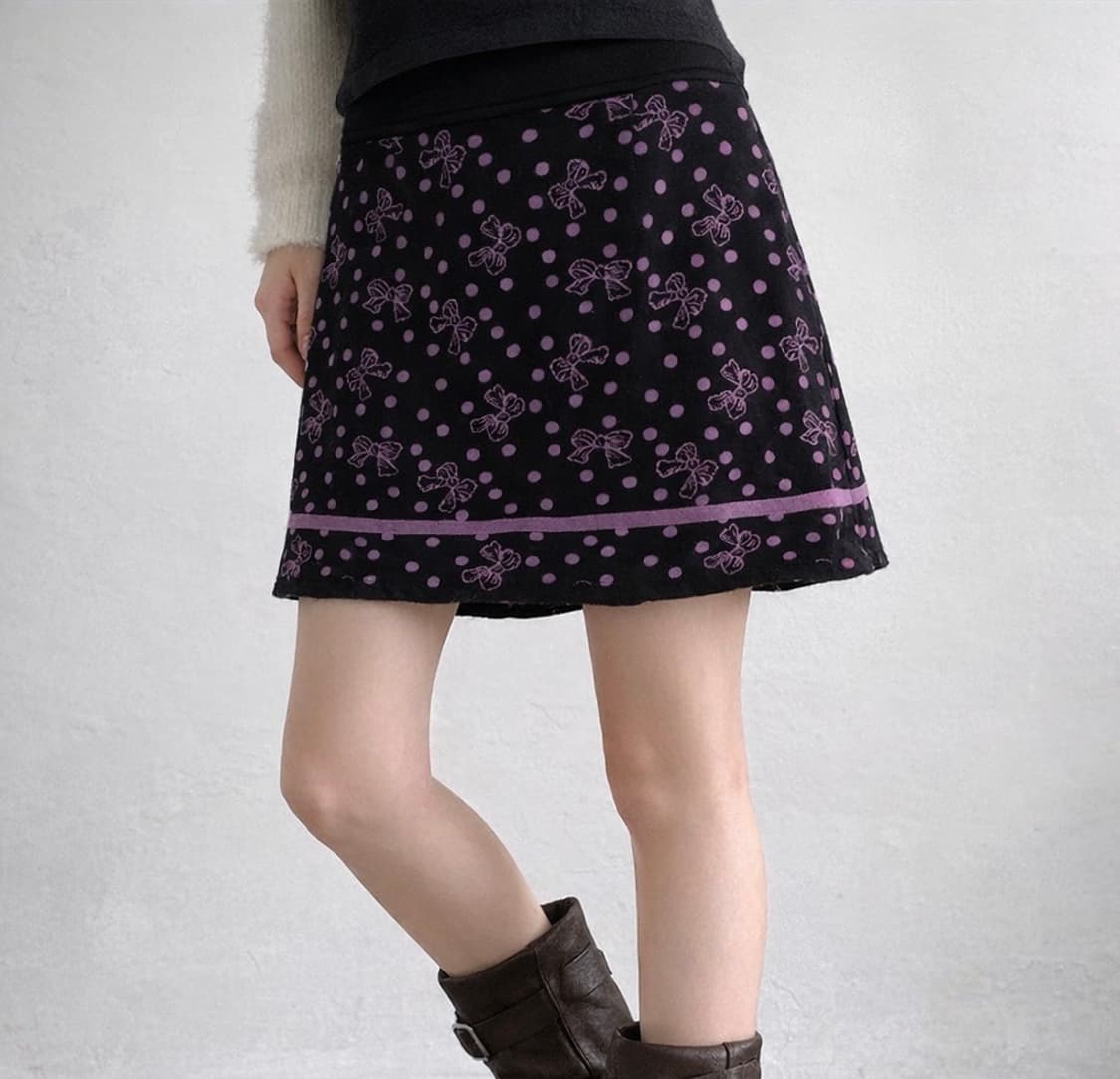 일본 빈티지 락 시크 리본 스커트 상품이미지1