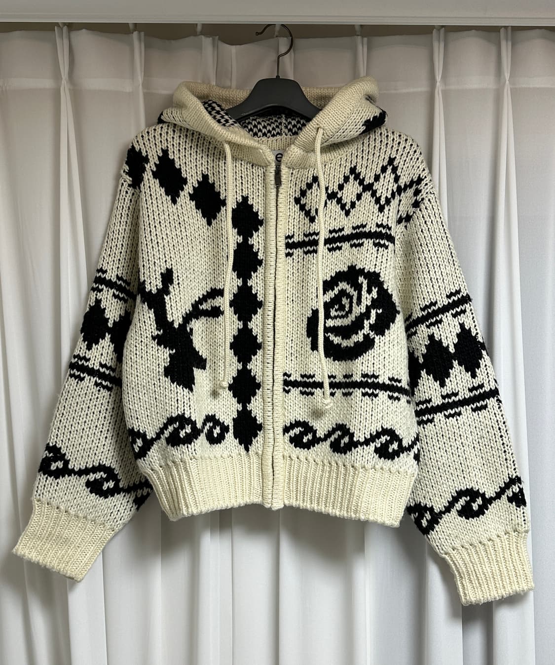 [2] 오픈와이와이 자카드 니트 코위찬 후드집업 상품이미지1