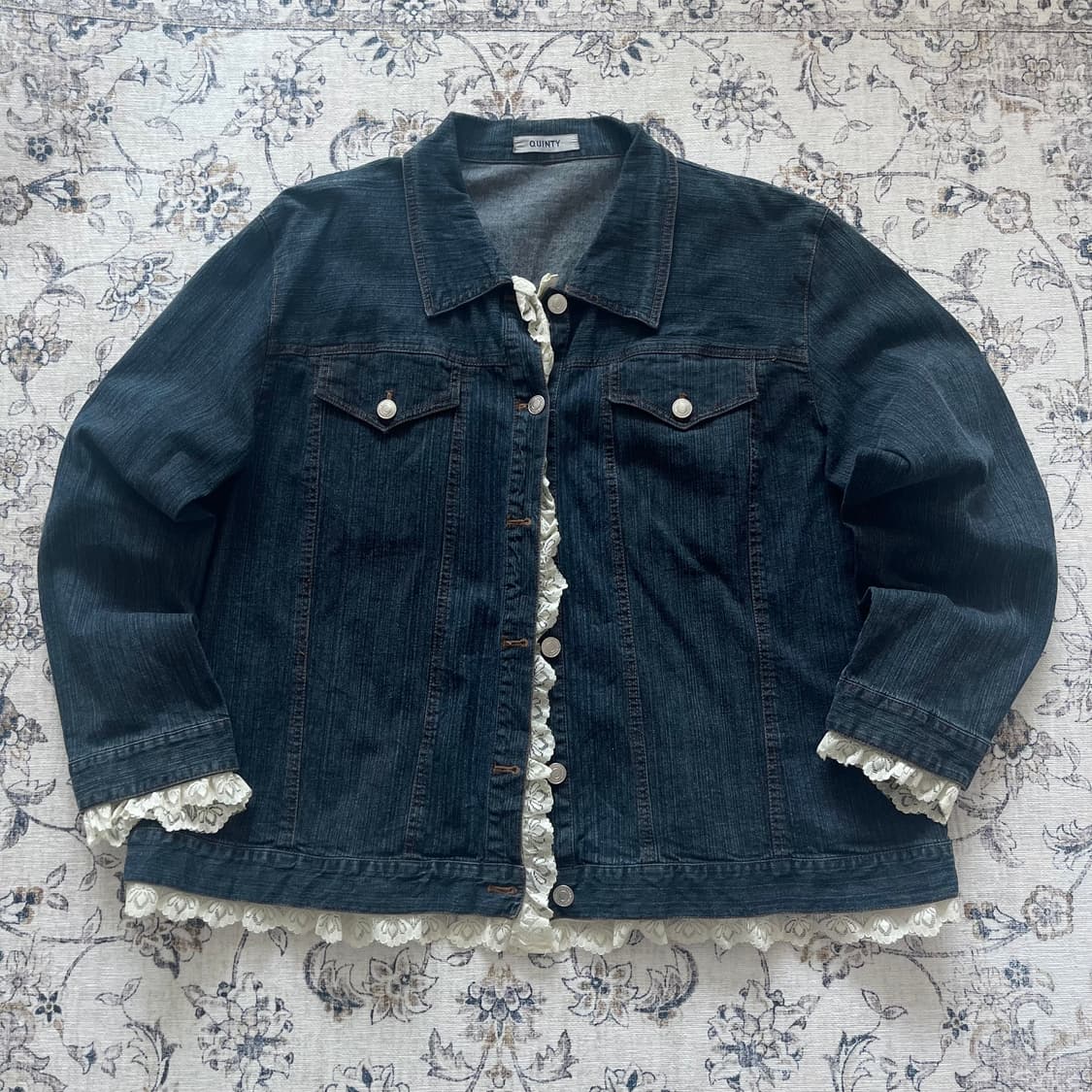 빈티지 프릴 레이스 스트라이프 데님자켓 상품이미지1