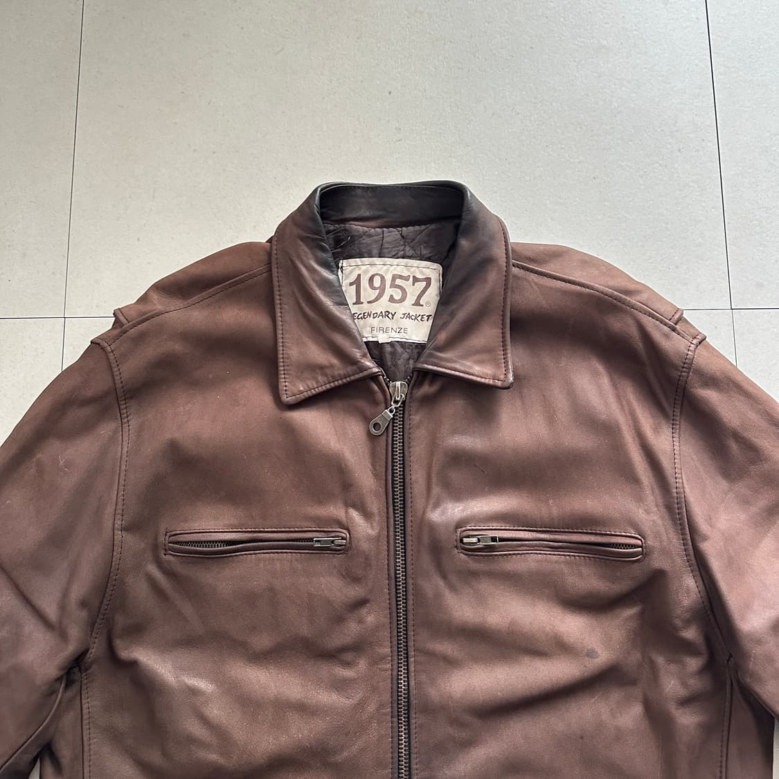 90s 이태리 생산 레더 스포츠 자켓 M 상품이미지2