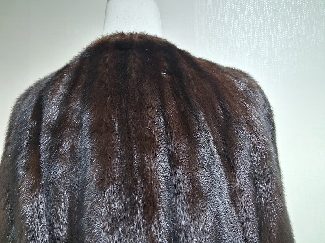 일본구제 ROTINY 밍크하프쟈켓 밍크코트 짙은브라운 검정섞인 66까지 상품이미지8
