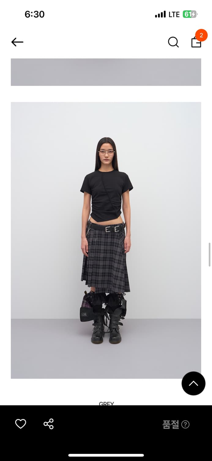 Lcdc tm 체크 플리츠 미디 스커트 ((ss사이즈)) 상품이미지2