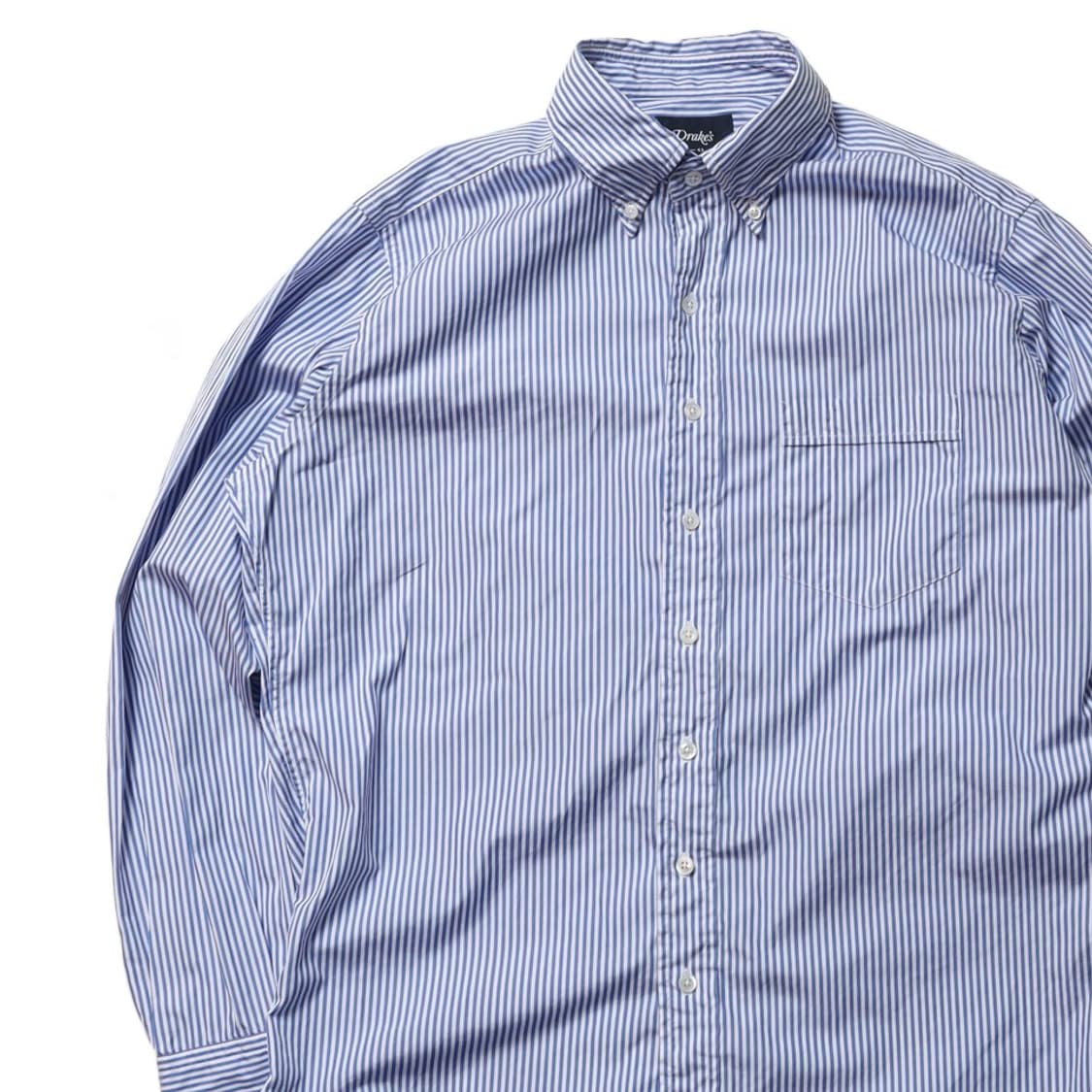 드레익스 Drake's Stripe Cotton Shirt 
 상품이미지2