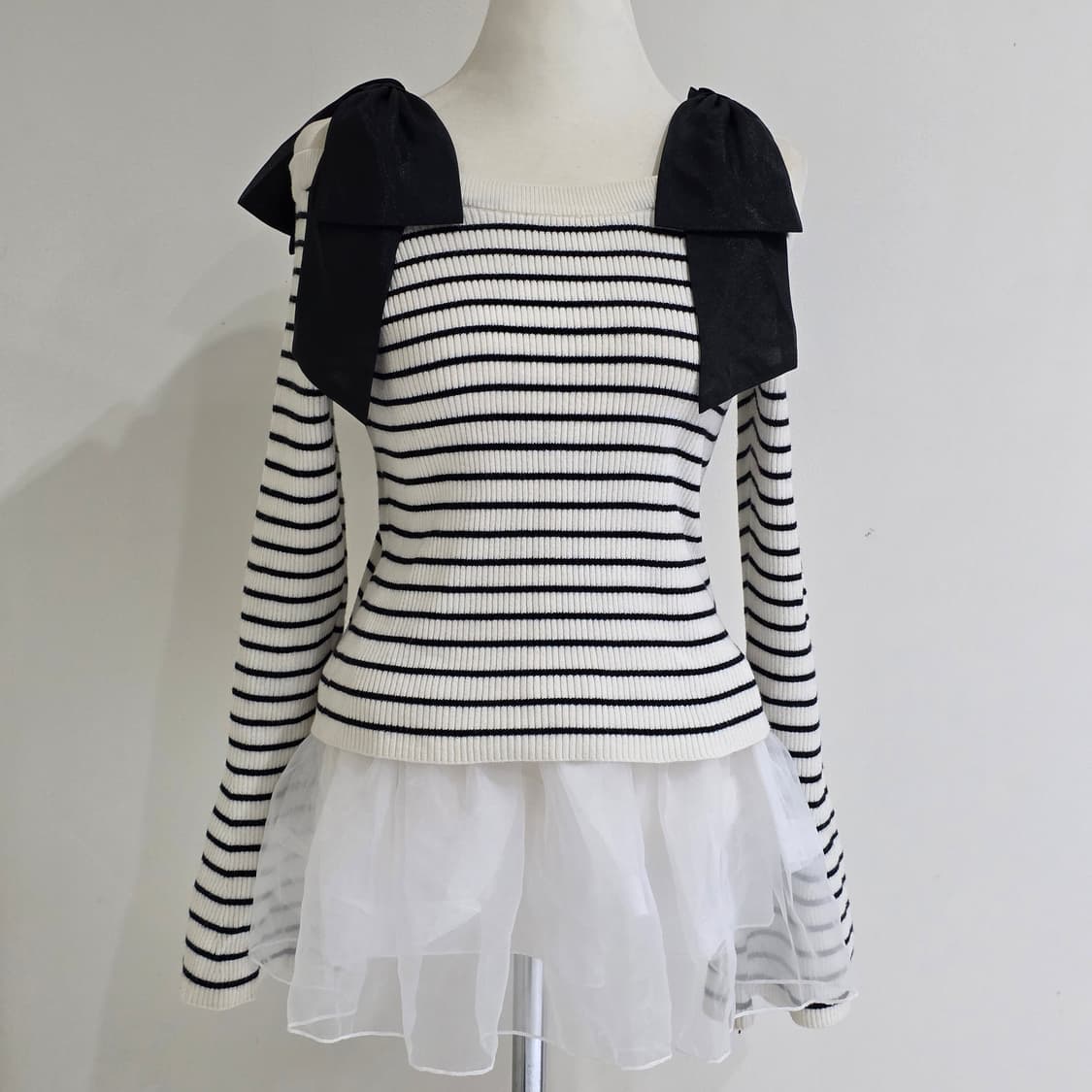 일본빈티지 ingni 양지뢰 리본 오프숄더 긴팔티셔츠 상품이미지2