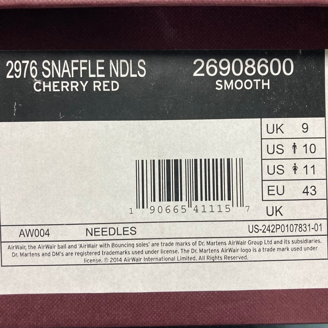 닥터마틴 x 니들스 2976 스내플 첼시 부츠 체리레드 상품이미지3