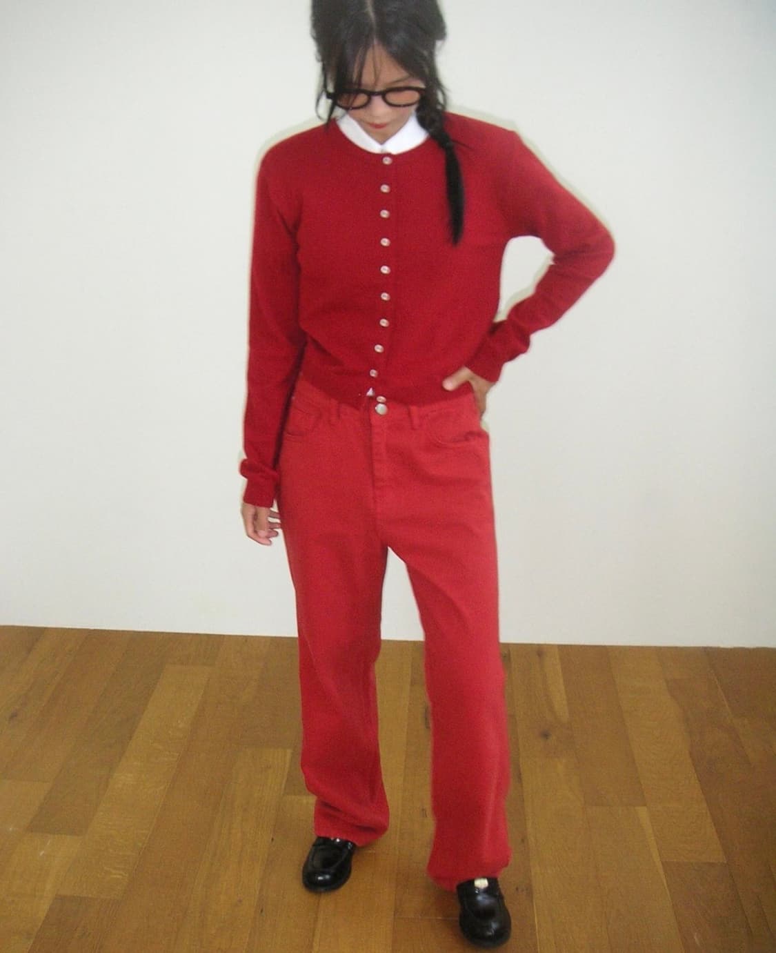 레드 울 알파카 블렌드 가디건 상품이미지2