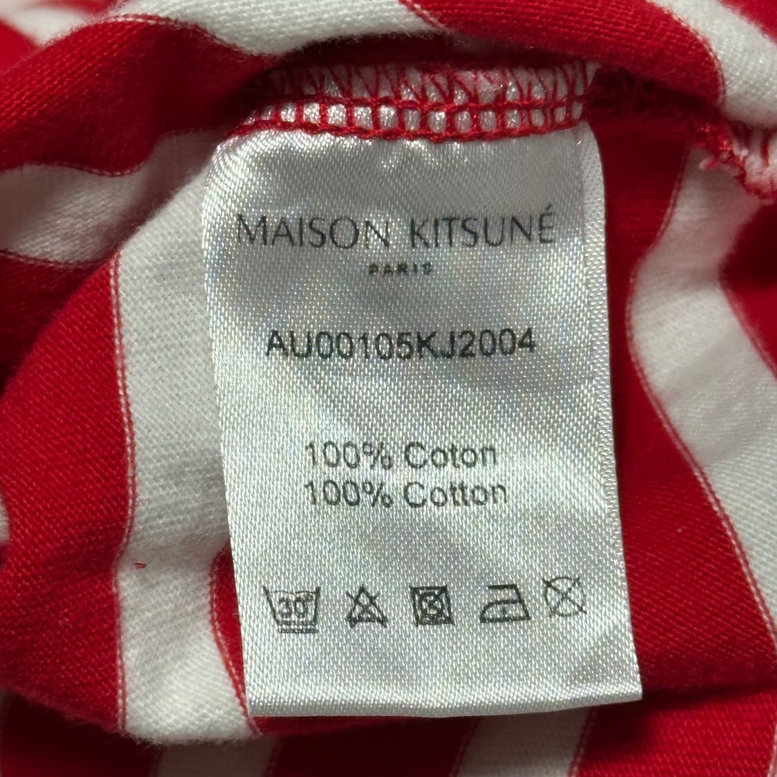 XL 메종키츠네 트리컬러 폭스 레드 스트라이프 티 상품이미지5