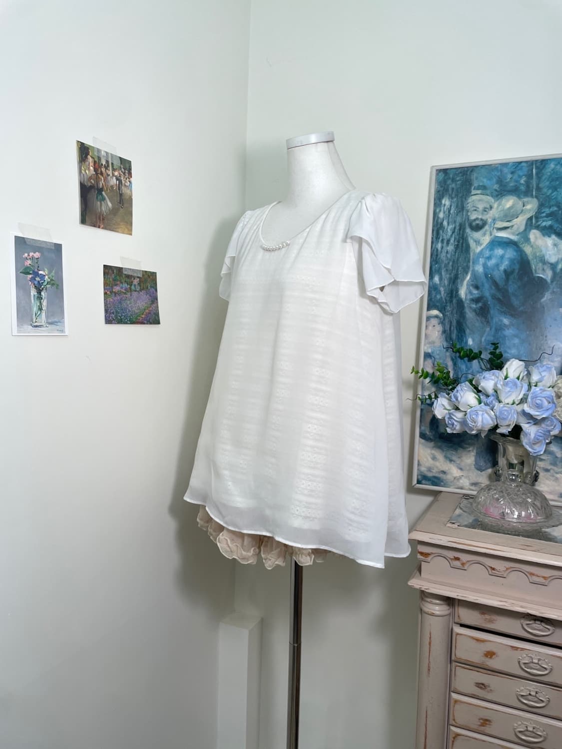 white inner lace ruffle sleeve blouse 상품이미지2