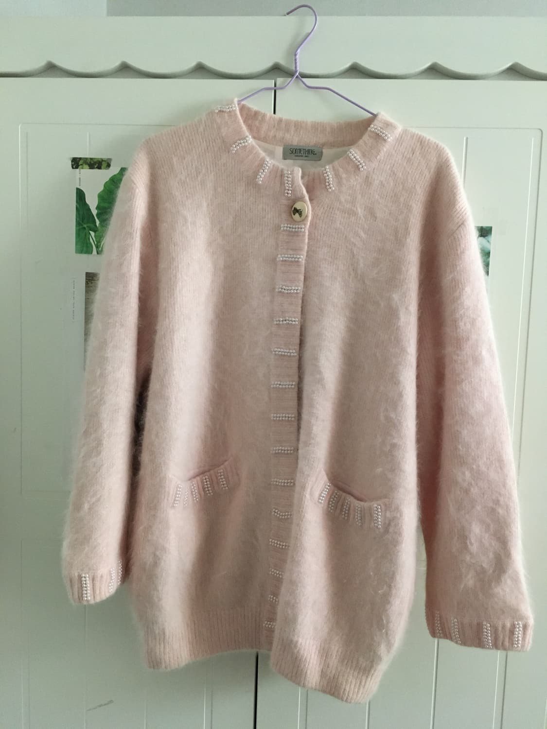 일본빈티지 뽀용핑크 진주 가디건 울 앙고라 핀터깔 히메갸루 상품이미지4