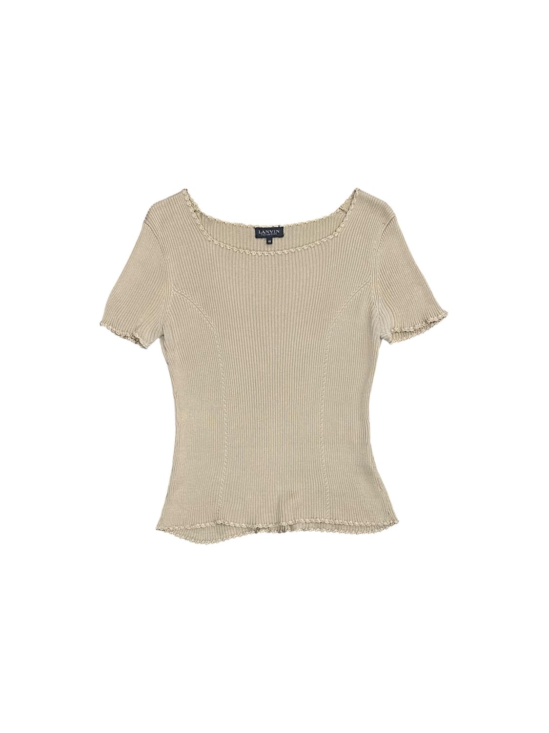 Lanvin 베이지 슬림핏 골지 반팔 니트 상품이미지1