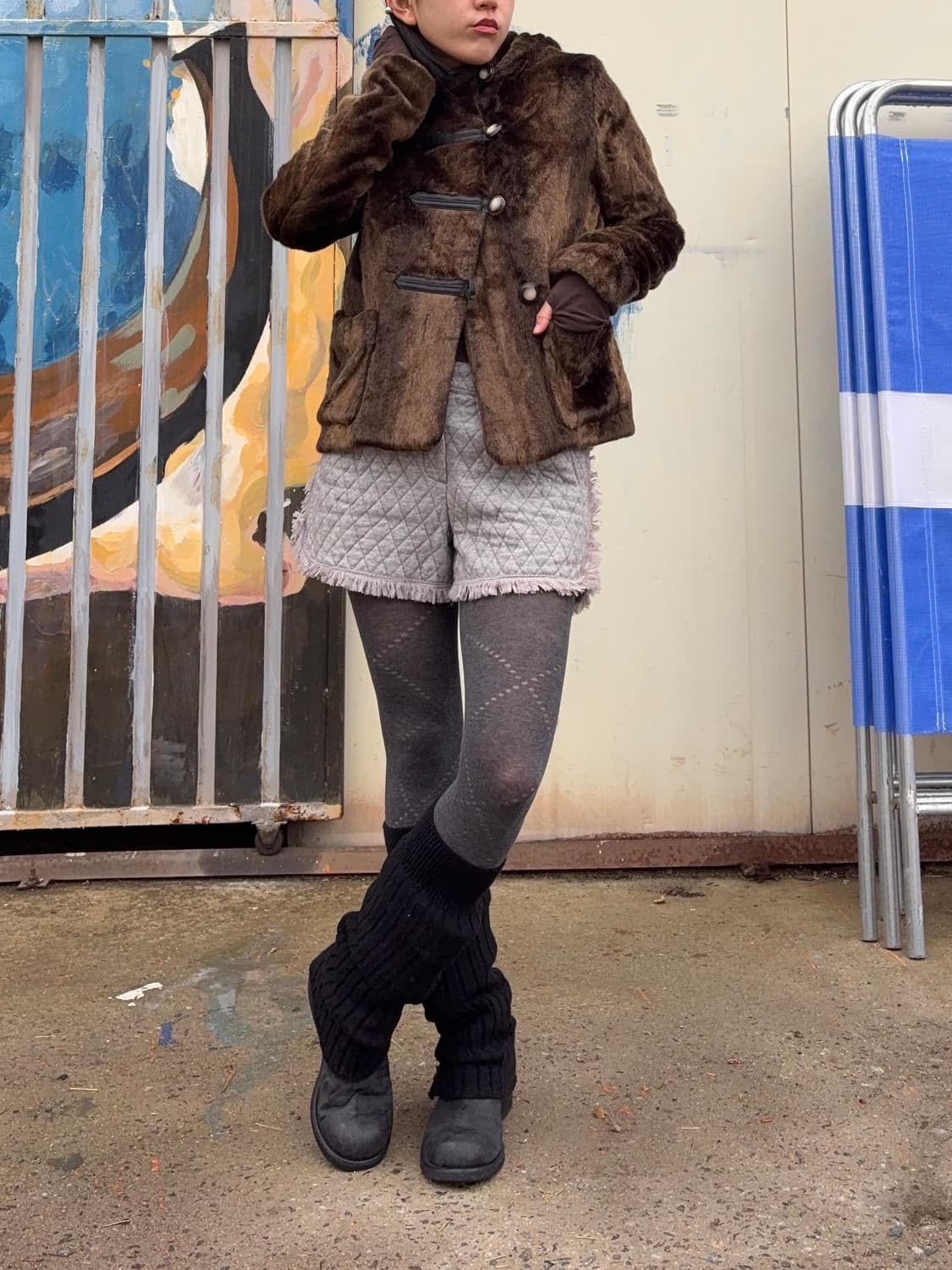 페이크퍼 크롭 후드 재킷 상품이미지2