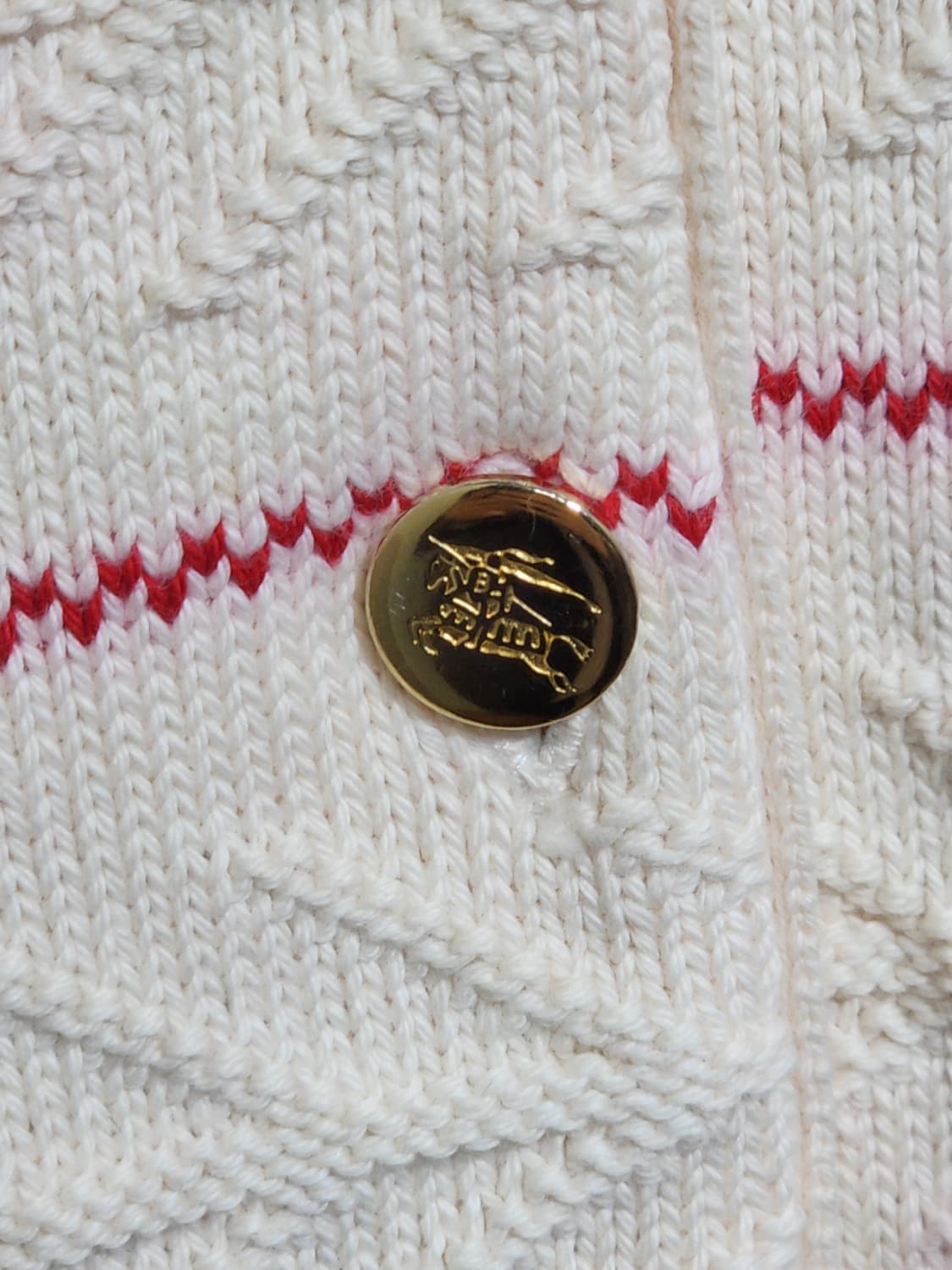 (XL) 버버리 가디건 줄가라 금장단추 카라넥 영국판  상품이미지5