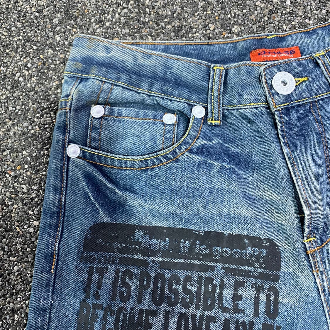 빈티지 D pulse 페인트 프린팅 워싱 데님 팬츠 B4039 상품이미지6