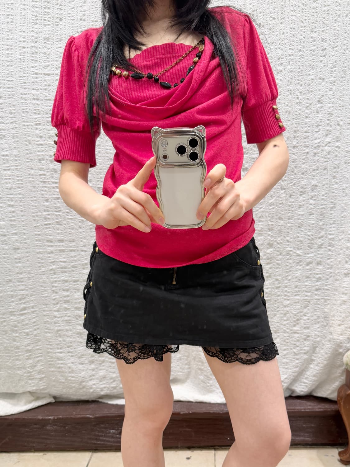 lace-up black mini skirt 상품이미지4