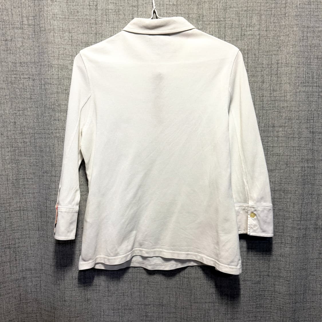 버버리 화이트 체크  칠부 카라 티셔츠  상품이미지2