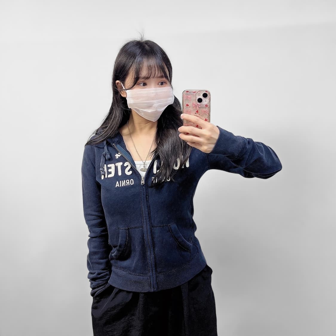 홀리스터 스펠 로고 후드 집업 네이비 상품이미지1