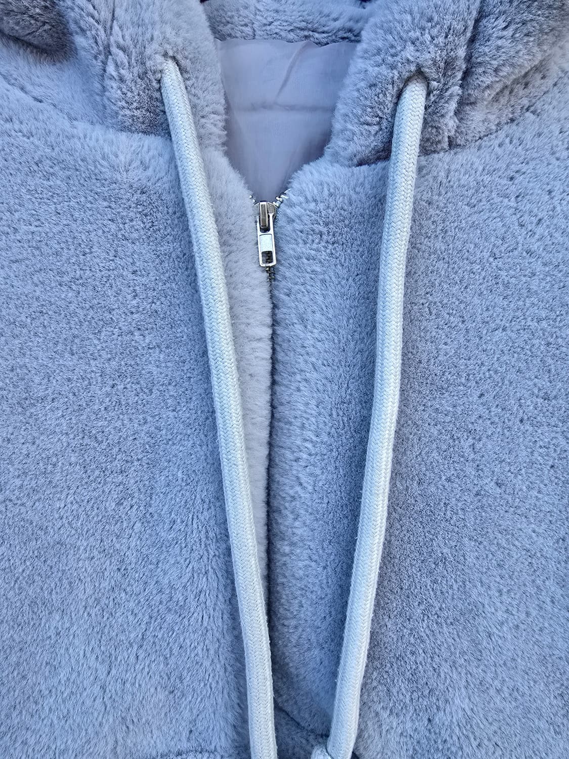 여성 퍼 후드집업 하늘색 오버핏 Free 상품이미지3