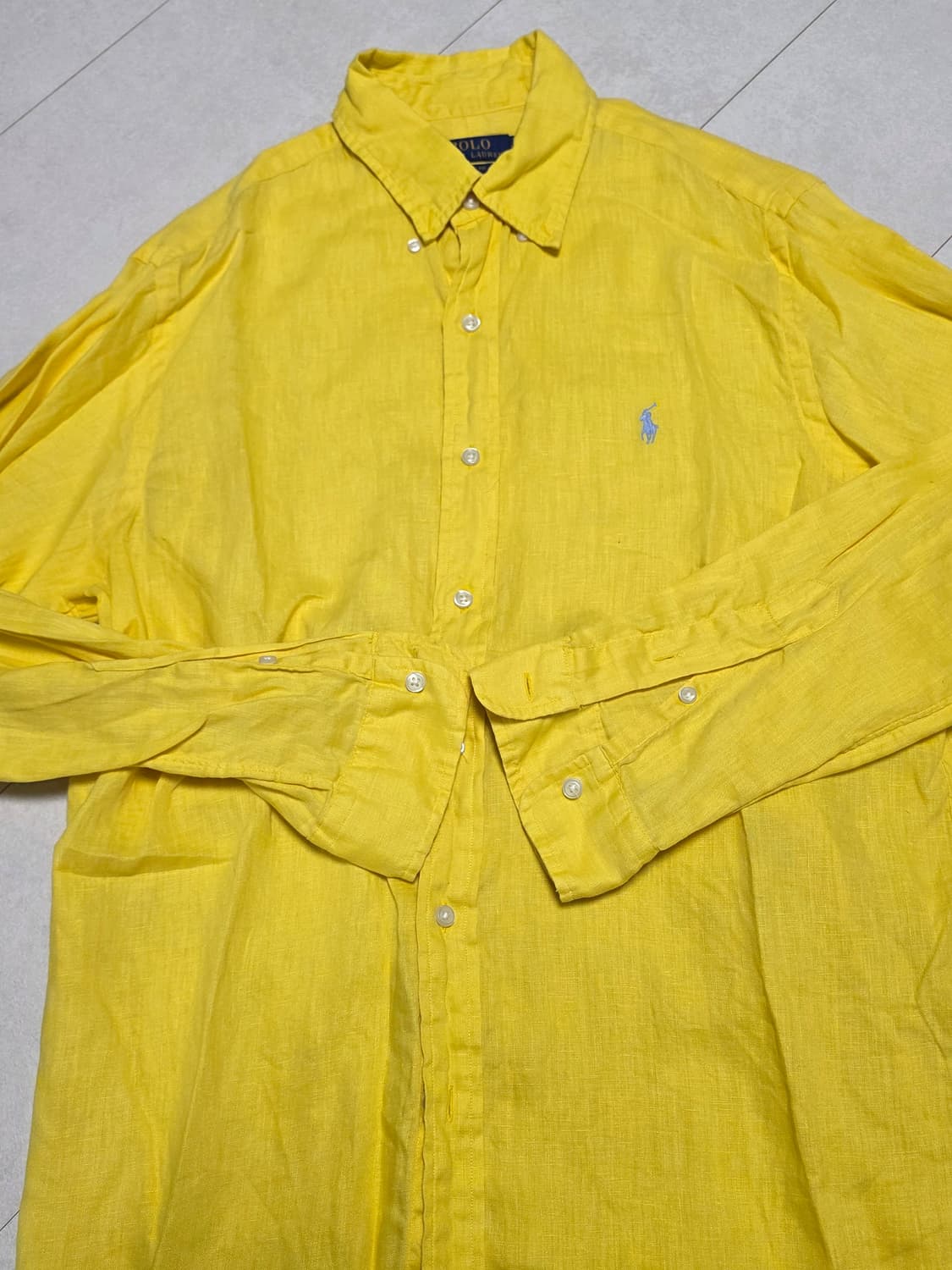 qr인식 폴로 랄프로렌 클래식핏 셔츠 M 옐로우 새상품급 남성 100 상품이미지3