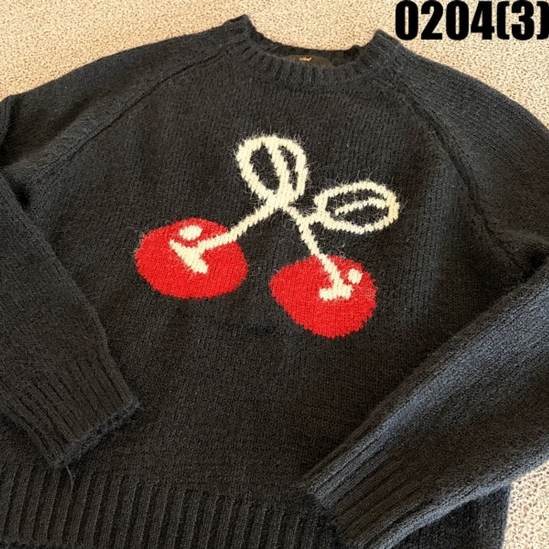 [F] 르샵 여성 체리 자수 패턴 네이비 니트 스웨터 0204(3) 상품이미지2