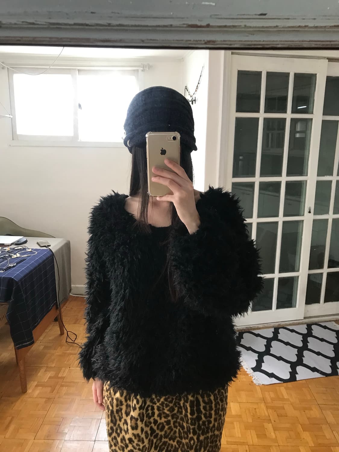 vintage black fur top 상품이미지4