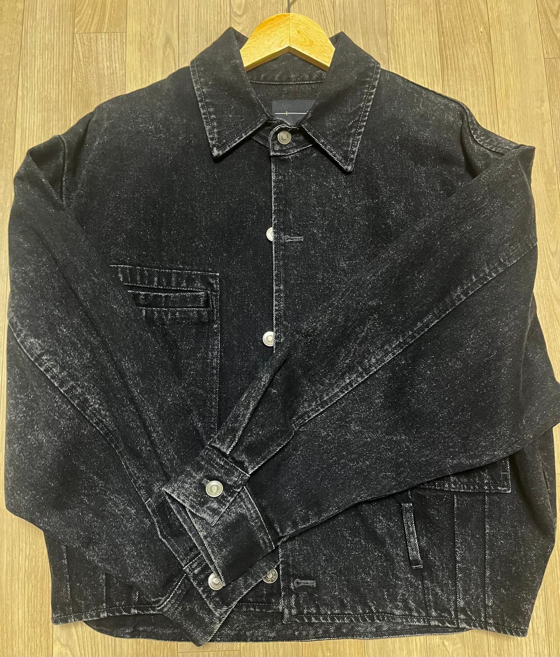 메종미네드 크롭 흑청 데님 자켓 M 상품이미지3