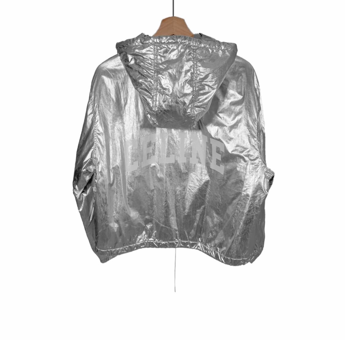 [34] 셀린느 여성 나일론 크롭 스케이터 후드 집업 봄버 자켓 실버 상품이미지2
