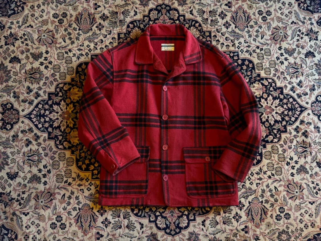 베네통 헤비멜톤울 버팔로 체크 자켓 105 상품이미지1