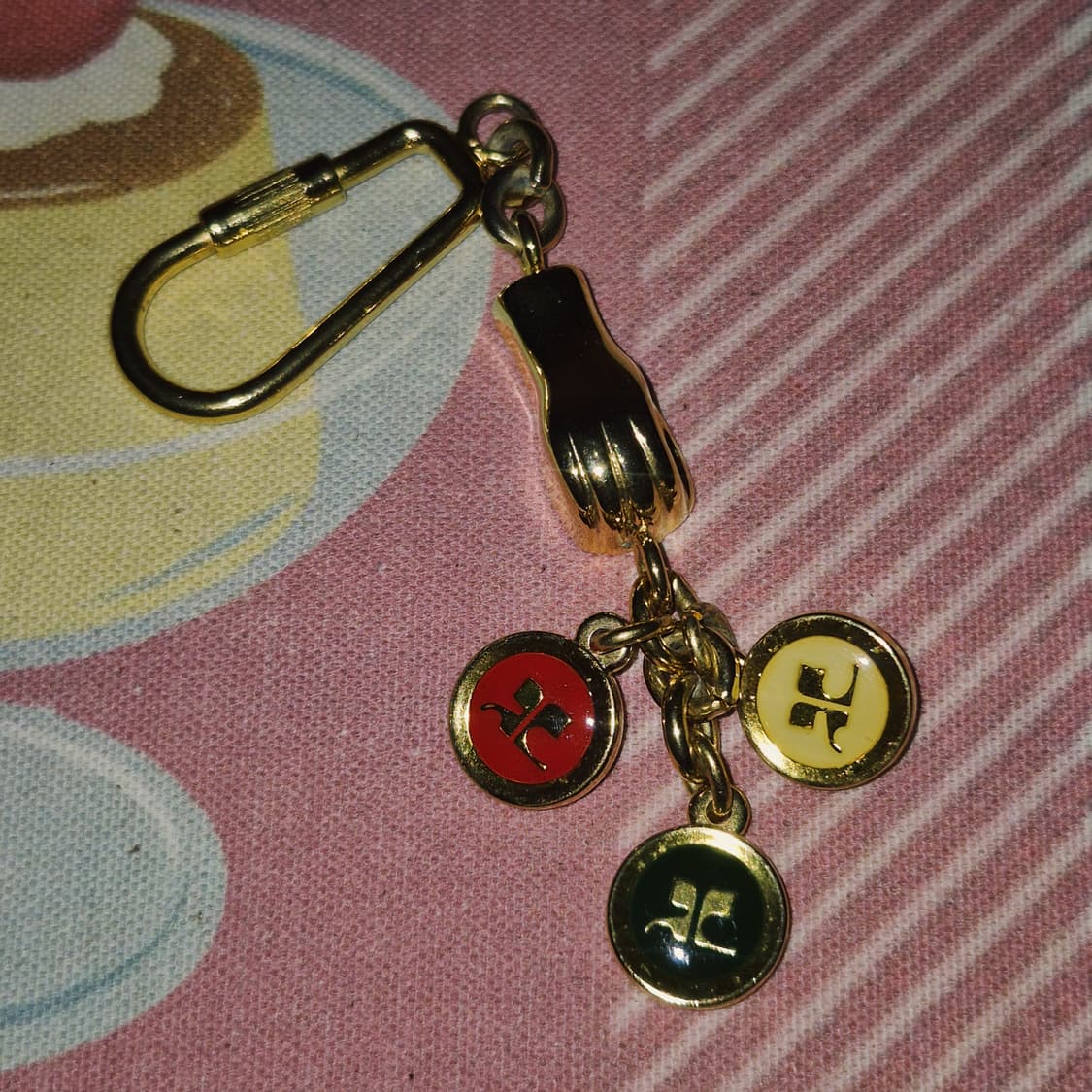 90s 꾸레쥬 핸드 로고 클로버 레이어드 키링 상품이미지10