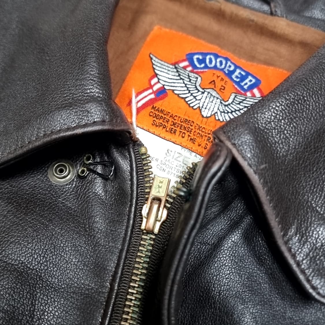미제 usa cooper 쿠퍼 군납a-2 가죽 항공 점퍼(48) 상품이미지5