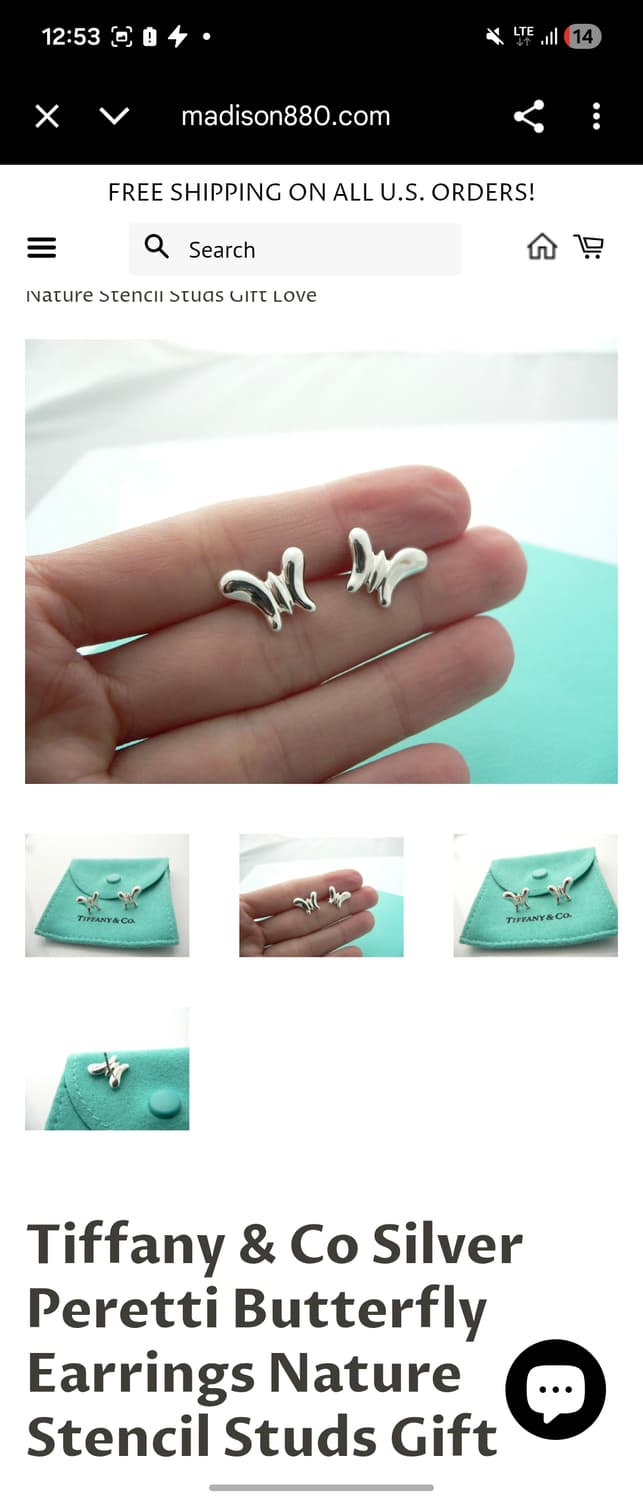 티파니 정품 한정판 나비 귀걸이 상품이미지4