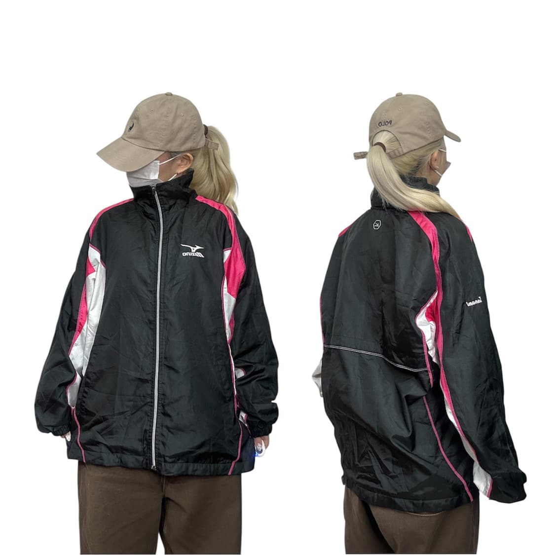 미즈노 일본 블랙 핑크 오버핏 바람막이 올드스쿨 트랙 자켓 M 상품이미지1