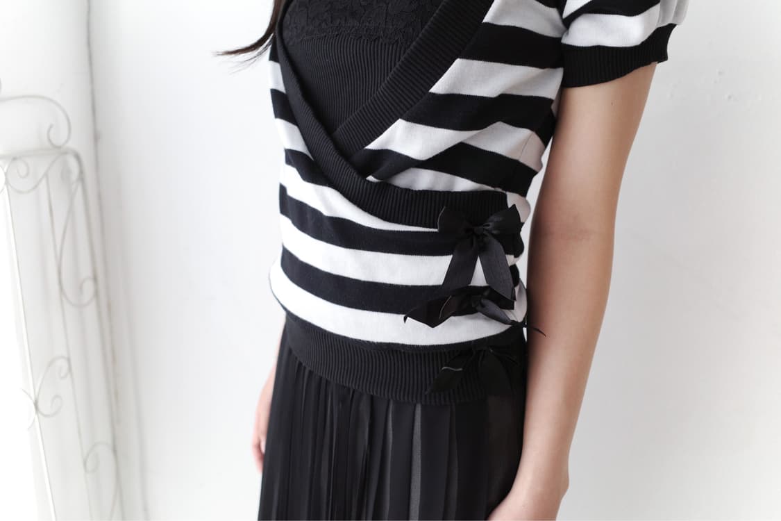 stripe lace half T 상품이미지8