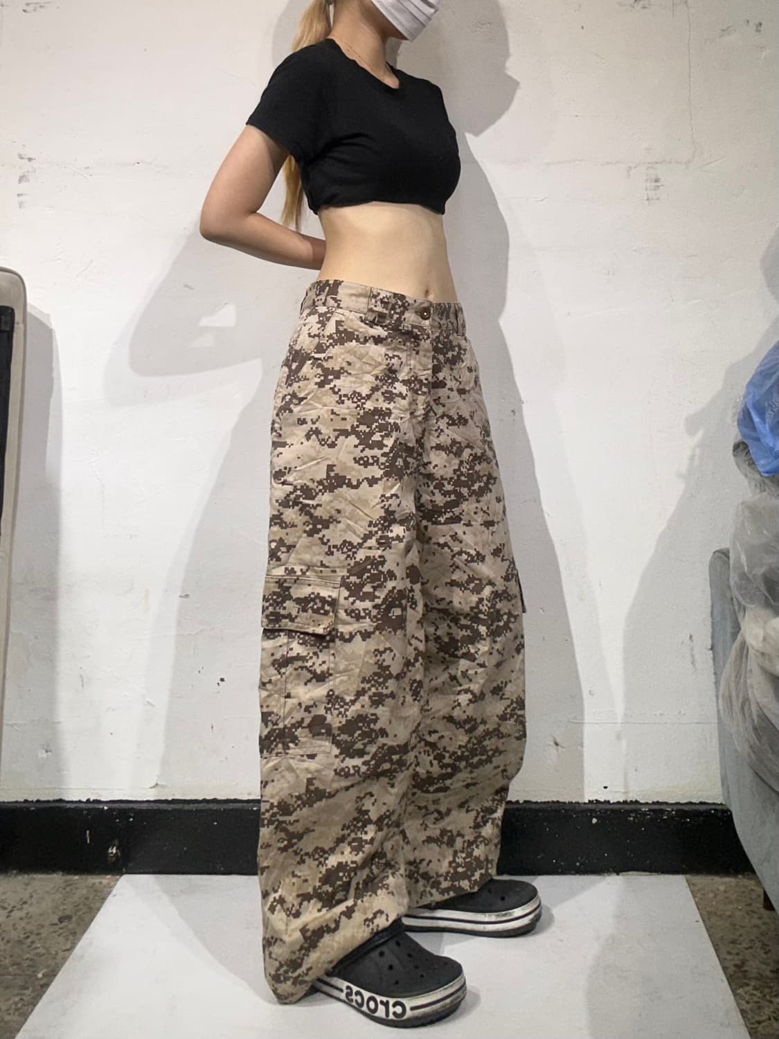 빈티지 미군 데저트 베이지 카모 와이드 카고 팬츠  상품이미지1