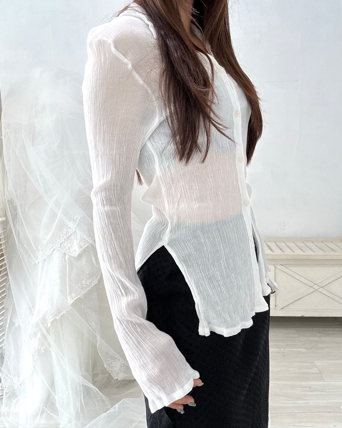 See-through white shirt 상품이미지4