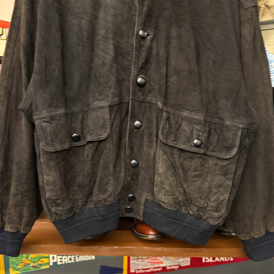 80~90s 뢰제칸 독일생산 리얼레더 스웨이드 블루종 자켓 N860   상품이미지4