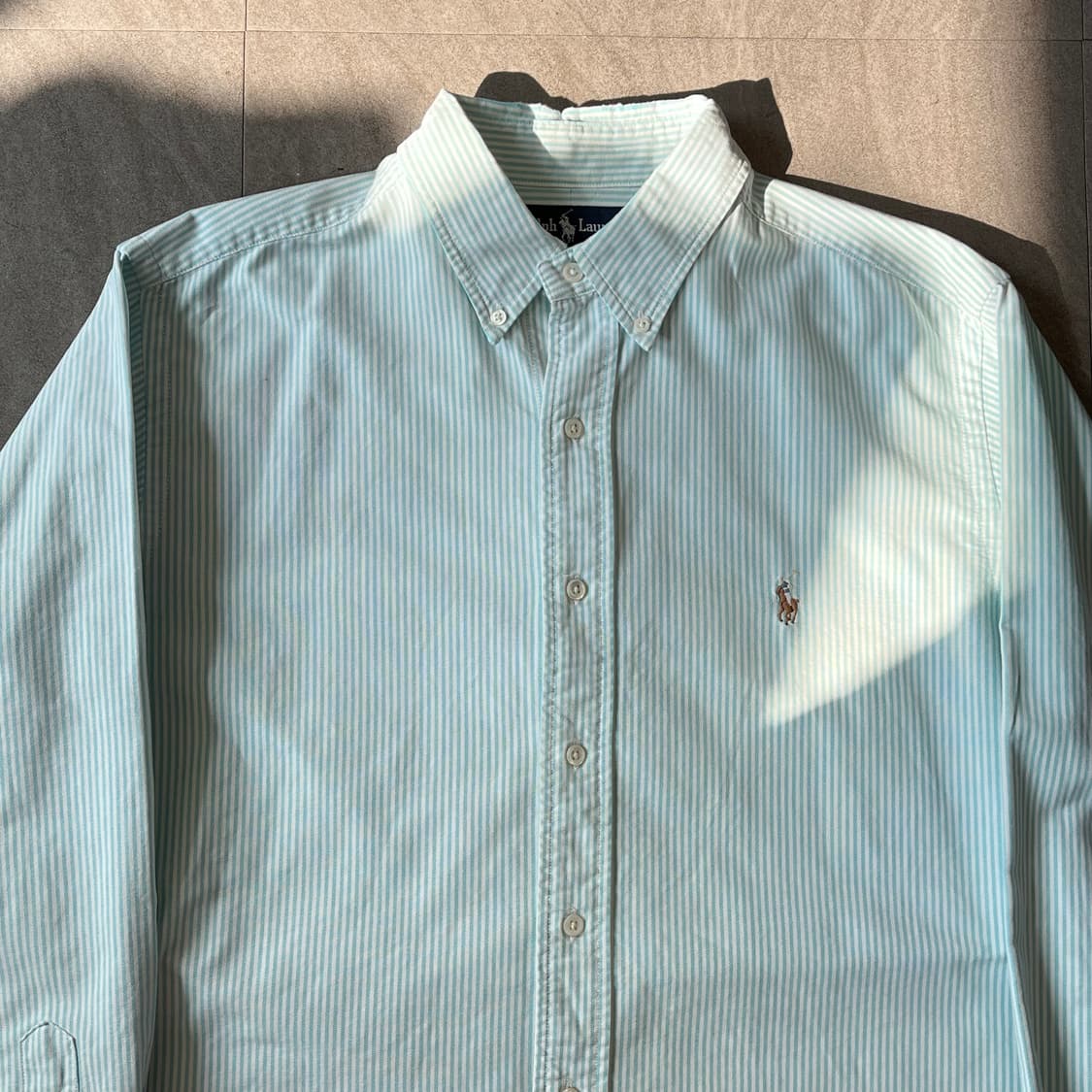 폴로 정품 민트 옥스포드 스트라이프 긴팔 셔츠 상품이미지4