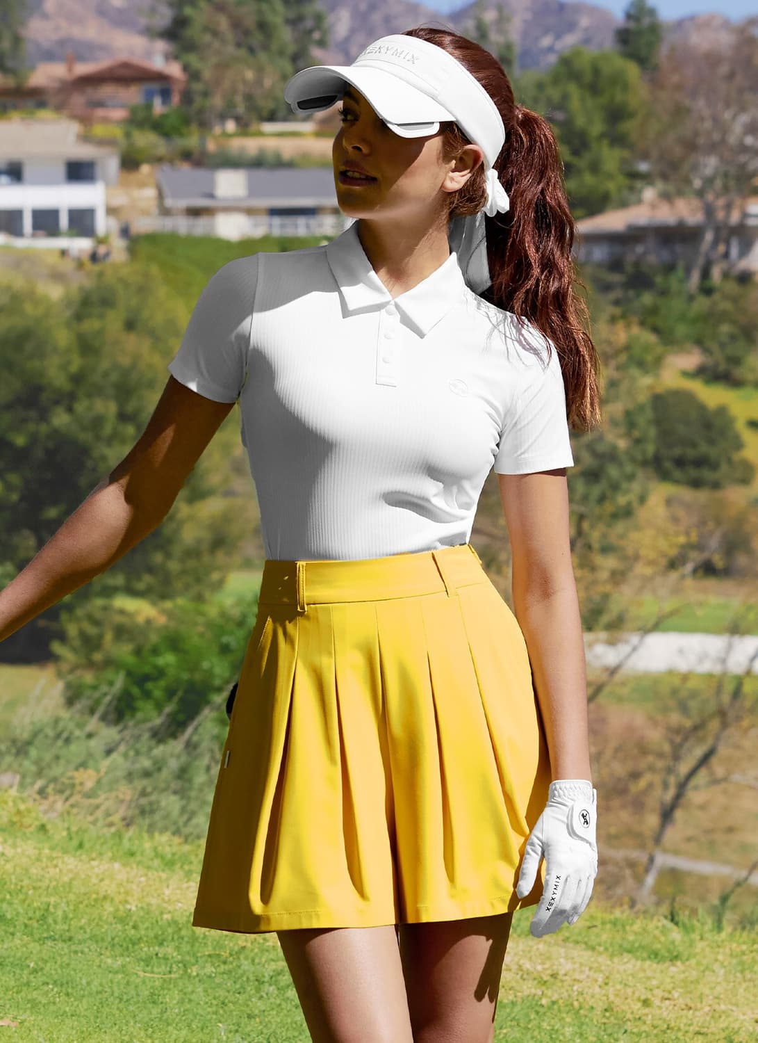 [새상품] 젝시믹스 골프 여성 리브드 폴로 숏슬리브 화이트 L 상품이미지1