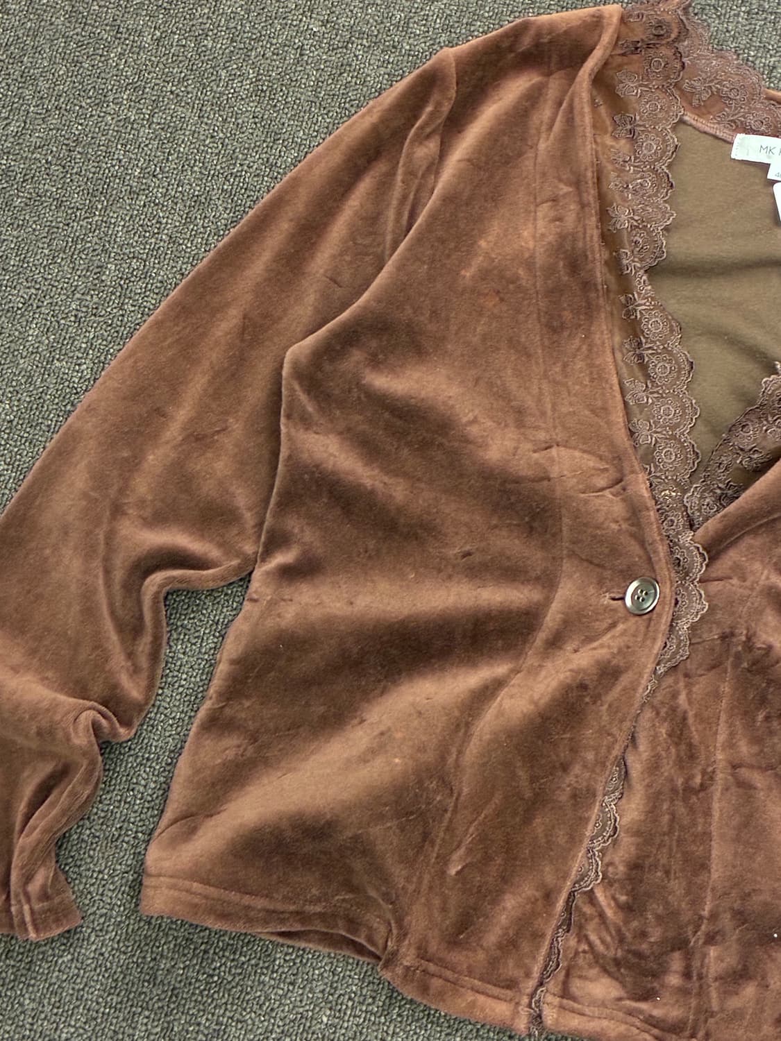 40)Japanese vintage 여성 레이스 디테일 스웨이드 자켓 상품이미지4