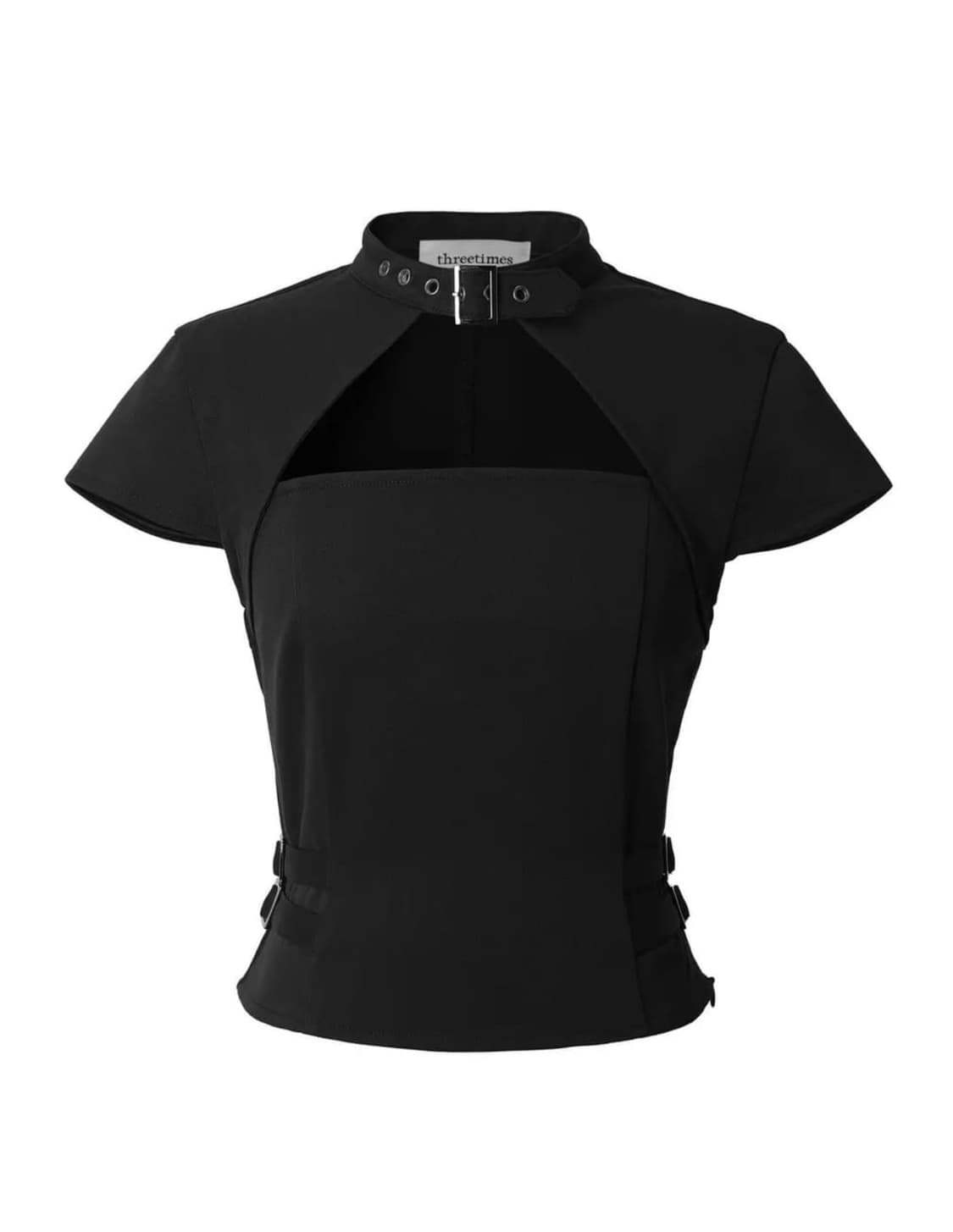 쓰리타임즈 tidy 티디 버클 탑 반팔 티셔츠 블랙 M 상품이미지1